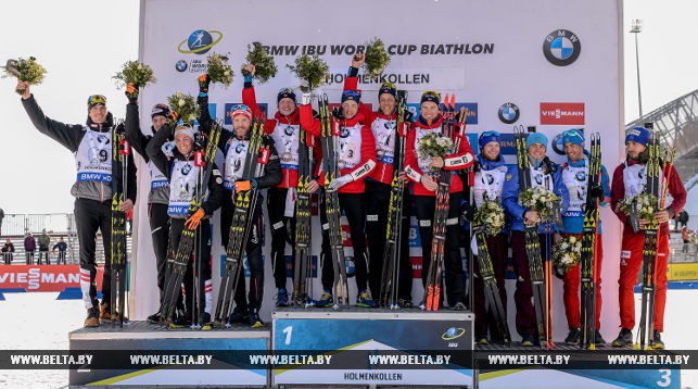 Биатлонисты Норвегии выиграли эстафету на этапе Кубка мира в Холменколлене, белорусы - 8-е 