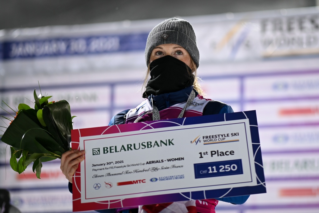 Megan Nick from USA won the World Cup stage in Ski Aerials in Raubichi