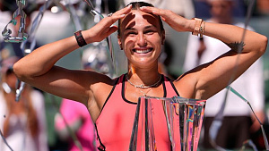 Viktor Lukashenko congratulates Sabalenka on Indian Wells title